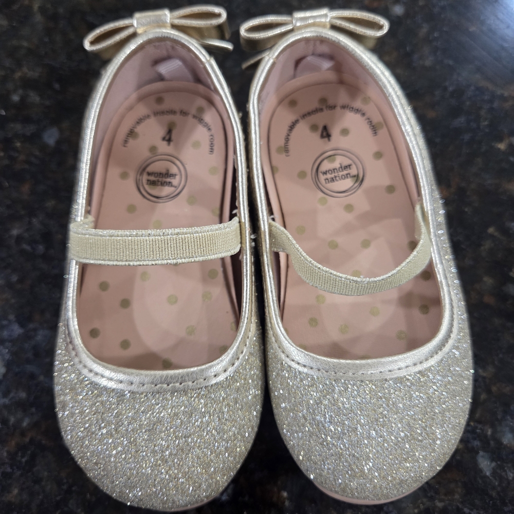 Wonder Nation Sparkly Gold Dress Shoes